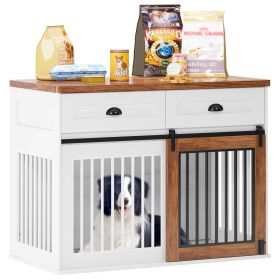 Heavy Duty, Furniture style dog cage, wooden dog cage, double door dog cage, side cabinet dog cage, Dog crate,(51.38''W x 25.98''D x 7.87''H).