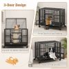 Foldable Heavy-Duty Metal Dog Cage Chew-proof Dog Crate with Lockable Universal Wheels