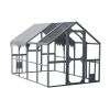 Outdoor Chicken Coop Enclosures 110" Large Kitten Playpen with Platforms,Upgrade Waterproof Cover-GREY