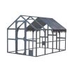 Outdoor Chicken Coop Enclosures 110" Large Kitten Playpen with Platforms,Upgrade Waterproof Cover-GREY