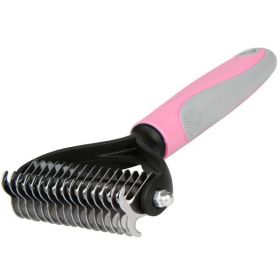 Grooming Brush For Pet Dog Cat Deshedding Tool Rake Comb Fur Remover Reduce 2-Side Dematting Tool For Dogs Cats Pets Grooming Brush Double Sided Shedd (Color: pink)