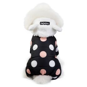 Warm big polka dot four-leg cotton coat (Option: Black-XL)