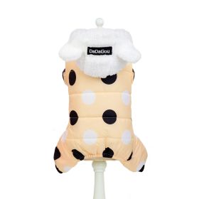 Warm big polka dot four-leg cotton coat (Option: Light Yellow-S)