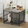 Furniture dog crate sliding iron door dog crate with mat. (Rustic Brown,43.7''W x 30''D x 33.7''H).